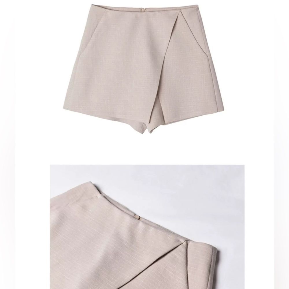NEW By You Light Gray Tailored Skort - Business Casual Wrap Shorts Skirt
